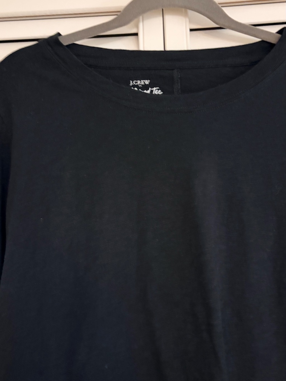 J.Crew Girlfriend Tee Black Long Sleeve Slub Cotton Top - Size Medium